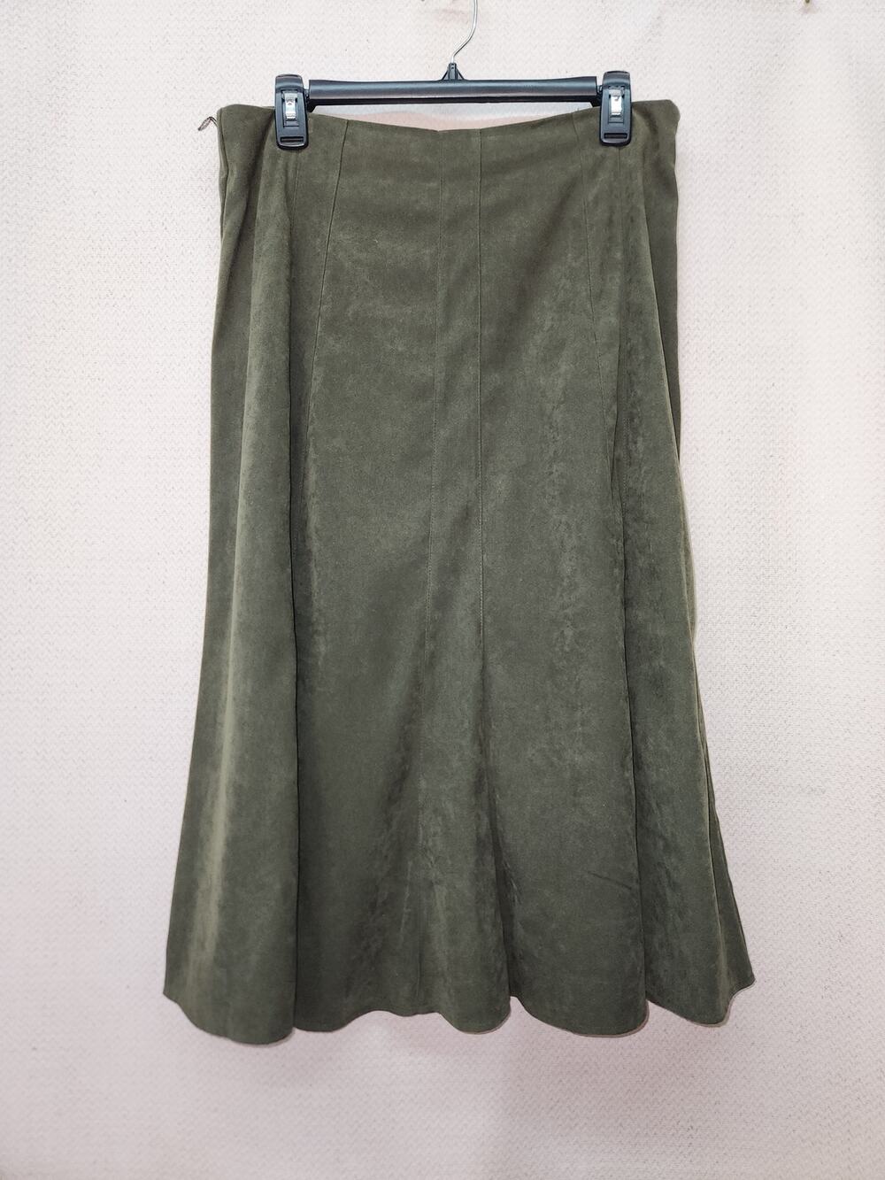 Dressbarn Faux Suede Olive Skirt